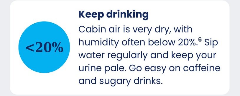 Keep drinking: cabin humidity is often below 20%