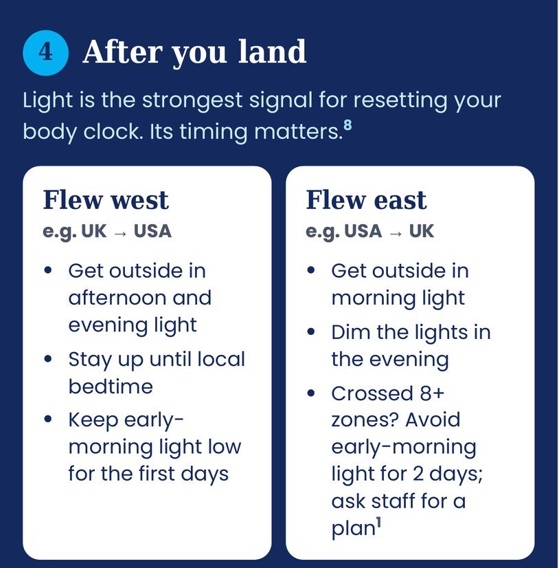 After you land: light advice for flying west and flying east